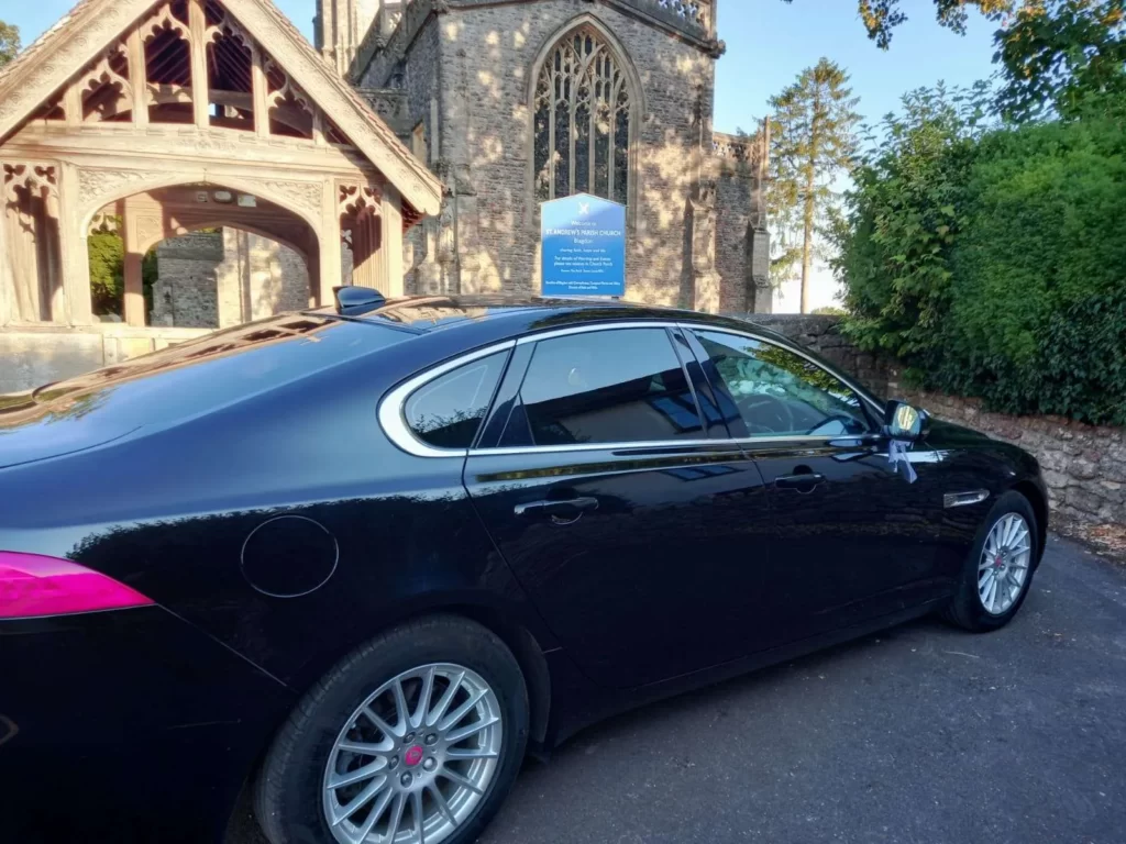 Black Jaguar XF parked